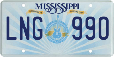 MS license plate LNG990
