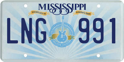 MS license plate LNG991