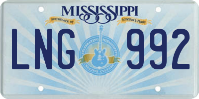 MS license plate LNG992
