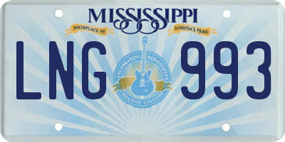 MS license plate LNG993