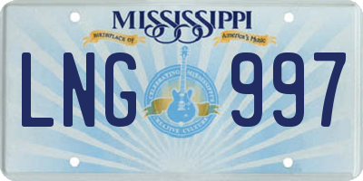 MS license plate LNG997