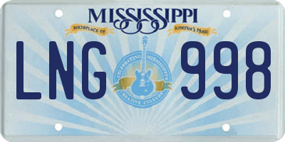 MS license plate LNG998