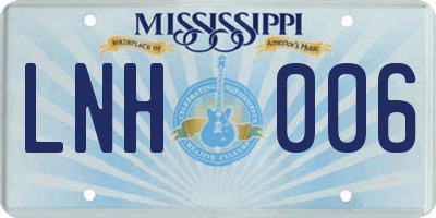 MS license plate LNH006