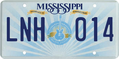 MS license plate LNH014