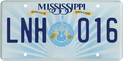 MS license plate LNH016