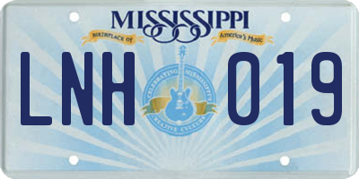 MS license plate LNH019