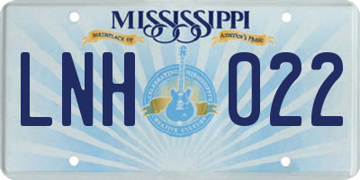 MS license plate LNH022