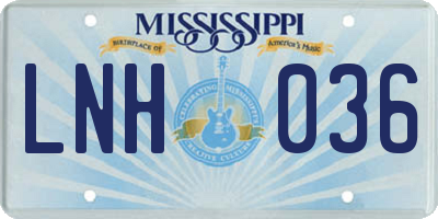 MS license plate LNH036