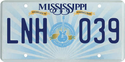 MS license plate LNH039