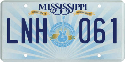 MS license plate LNH061
