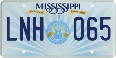 MS license plate LNH065