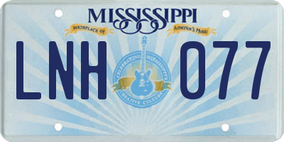MS license plate LNH077