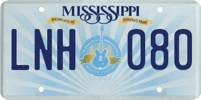 MS license plate LNH080