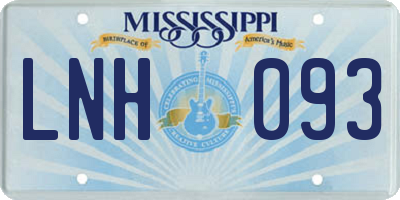 MS license plate LNH093