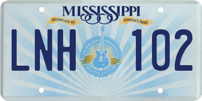 MS license plate LNH102