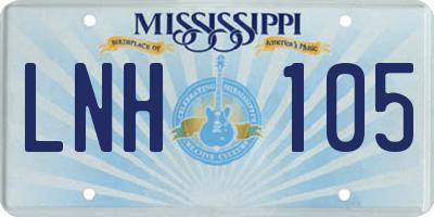 MS license plate LNH105