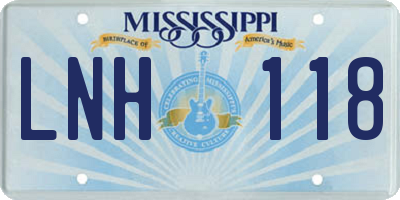 MS license plate LNH118