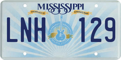 MS license plate LNH129