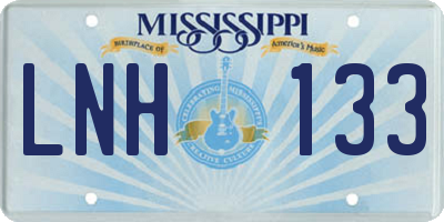 MS license plate LNH133