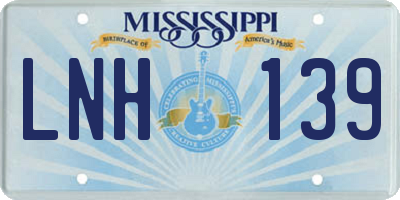 MS license plate LNH139