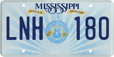 MS license plate LNH180