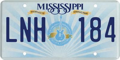 MS license plate LNH184