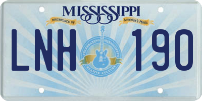 MS license plate LNH190