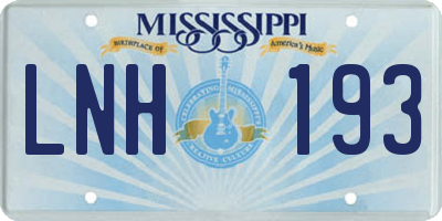 MS license plate LNH193