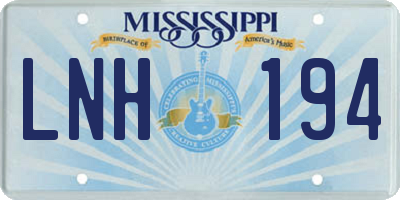 MS license plate LNH194