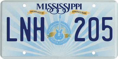 MS license plate LNH205