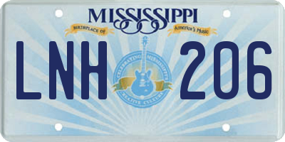MS license plate LNH206