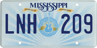 MS license plate LNH209