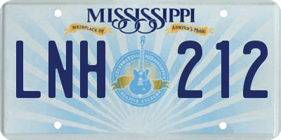 MS license plate LNH212