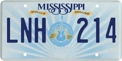MS license plate LNH214