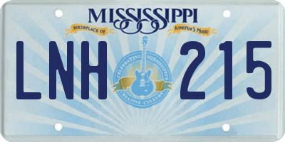 MS license plate LNH215