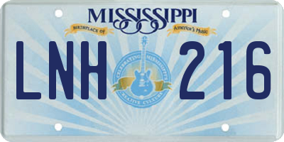 MS license plate LNH216