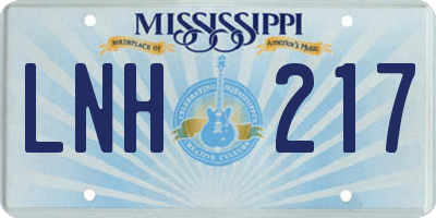 MS license plate LNH217