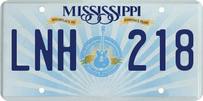 MS license plate LNH218