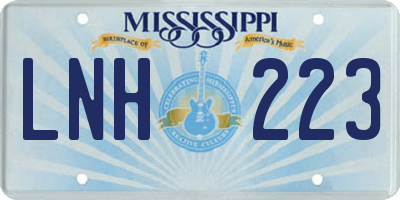 MS license plate LNH223