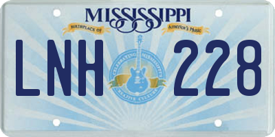 MS license plate LNH228