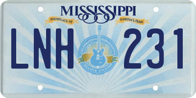 MS license plate LNH231