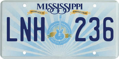 MS license plate LNH236