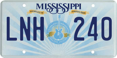MS license plate LNH240