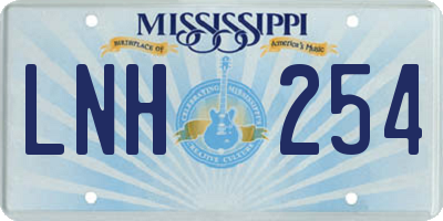 MS license plate LNH254