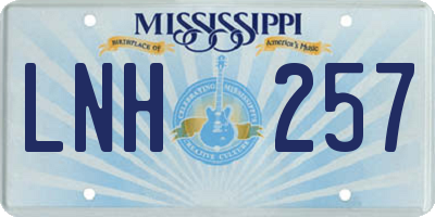 MS license plate LNH257