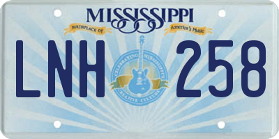 MS license plate LNH258