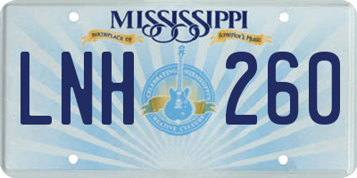 MS license plate LNH260