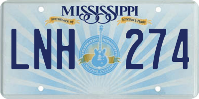 MS license plate LNH274