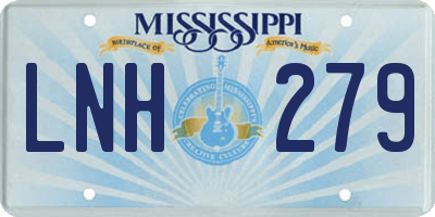 MS license plate LNH279