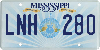 MS license plate LNH280